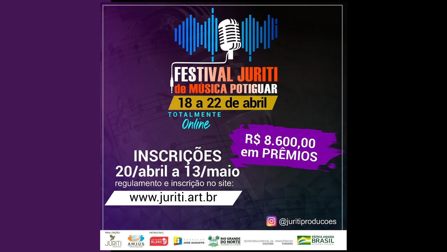 Estão abertas as inscrições para o Festival Juriti de Música Potiguar