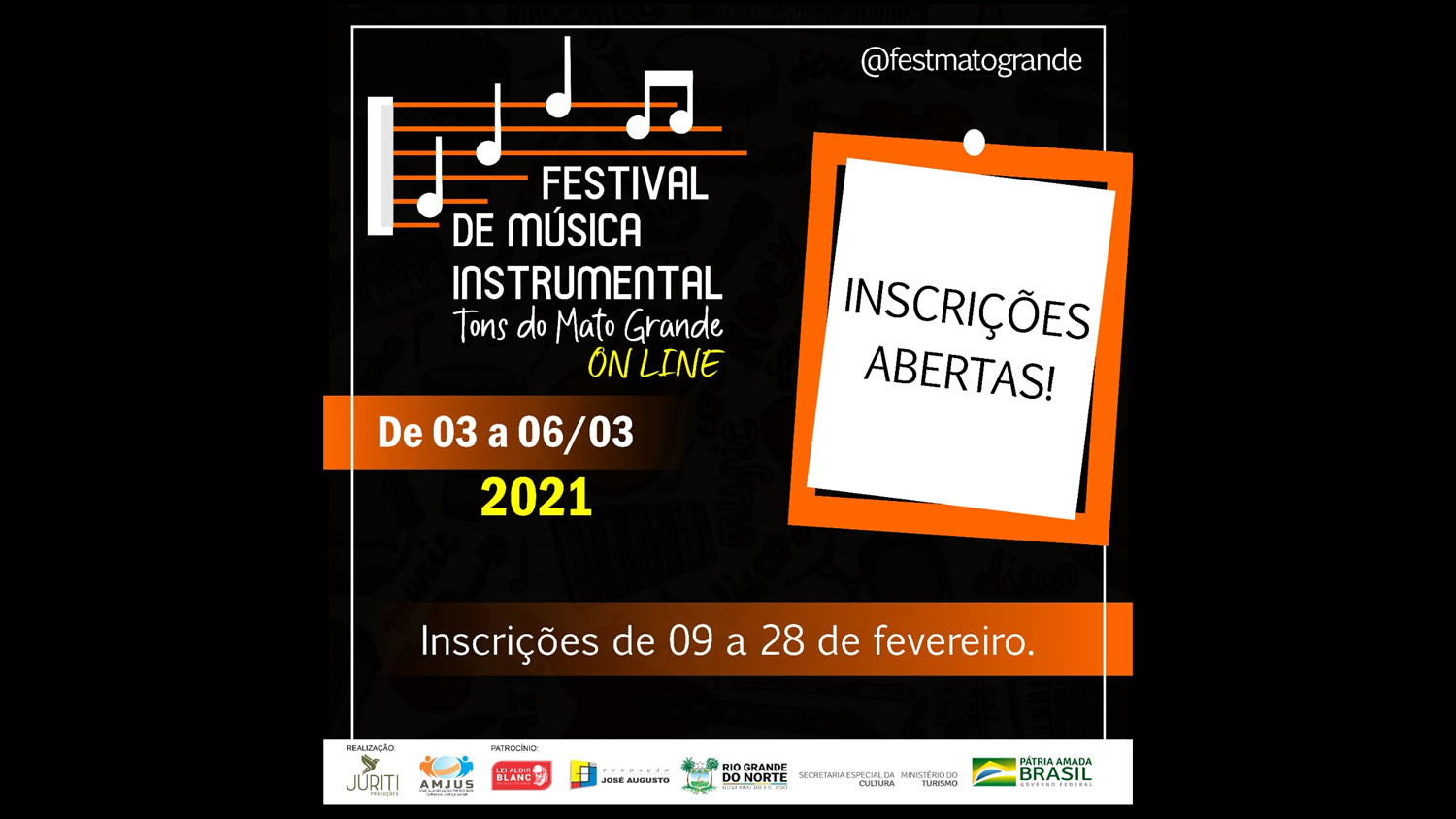 Lançado Festival de Música On-Line "Tons do Mato Grande": veja o regulamento.